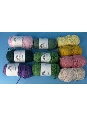 11 Hobbii Rainbow 8/4 100% Cotton Yarn Lot Mixed Colors Crochet Knit 50g